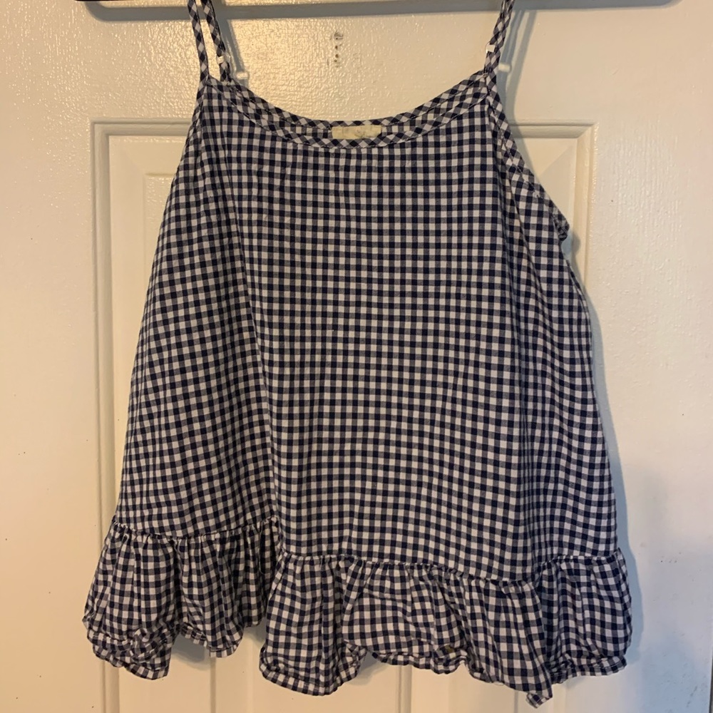 Navy and white plaid tank top